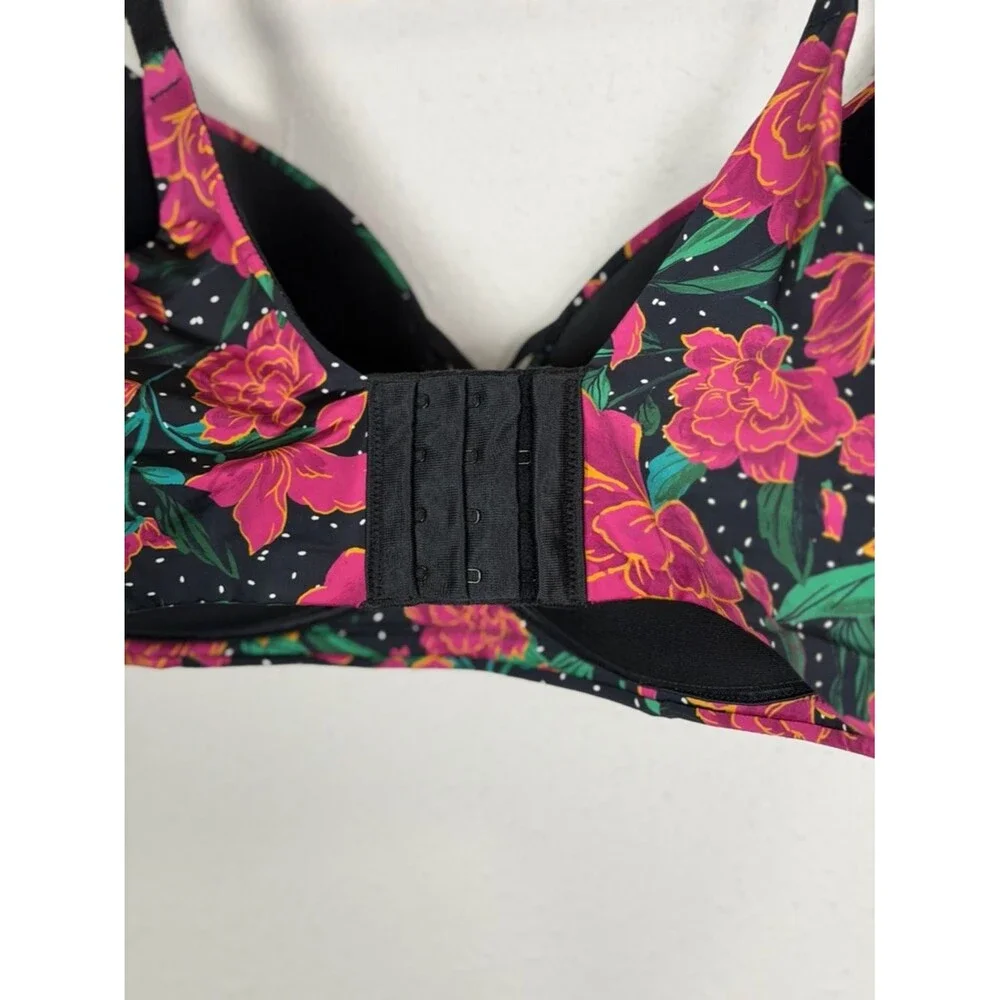 Torrid 40DDD Floral T-Shirt Bra Black Pink Full Coverage Underwire Plus Size
